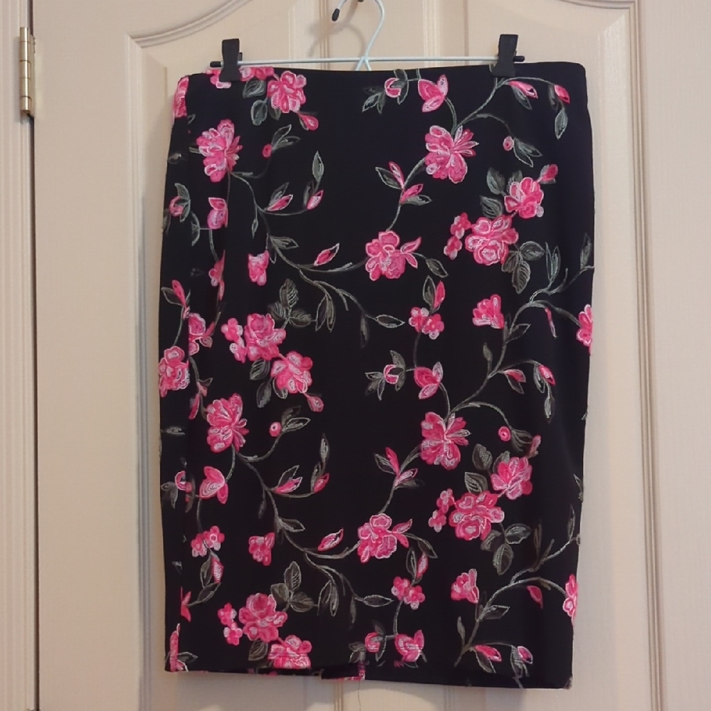 Floral Black and Pink Skirt